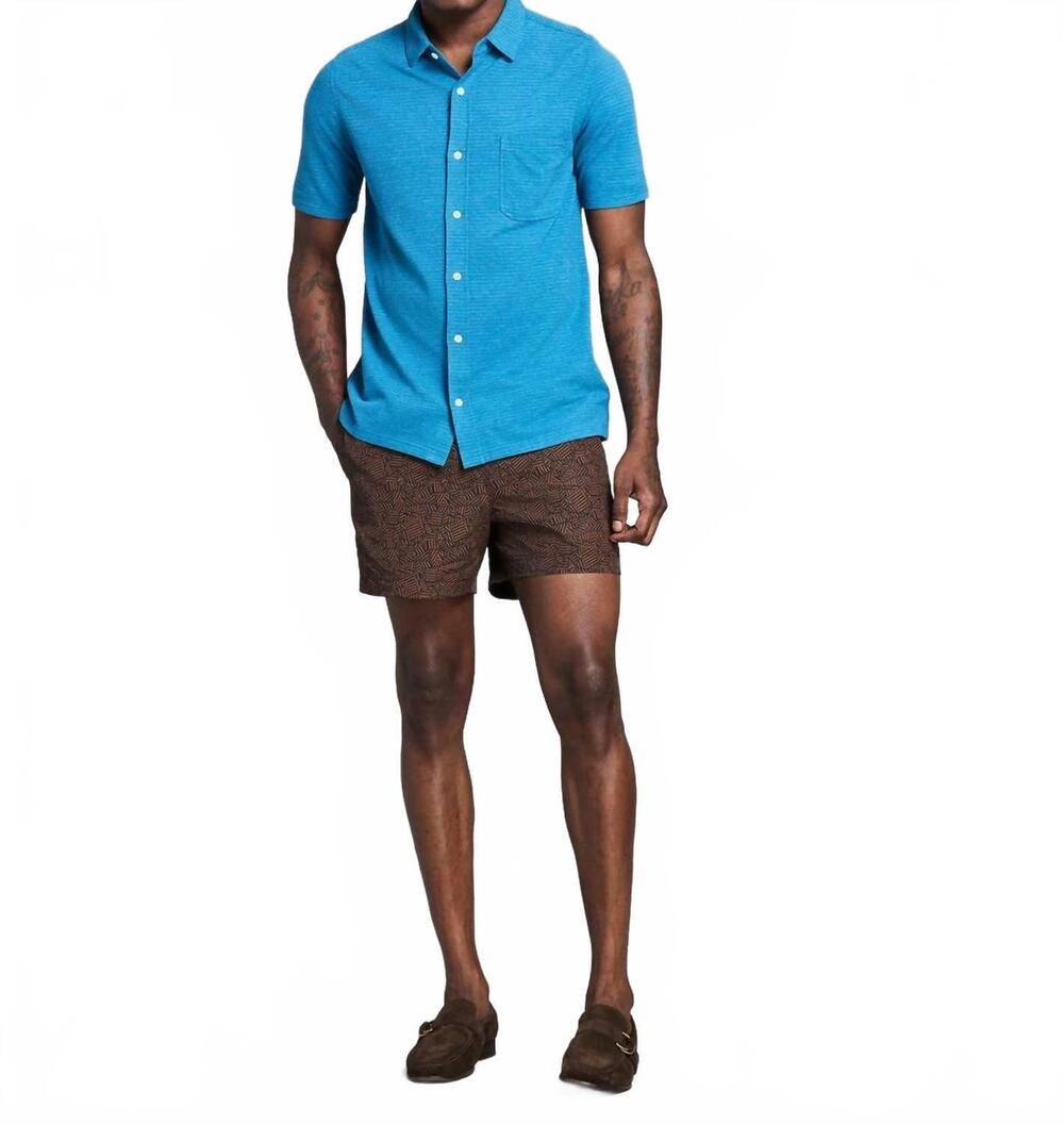 NEW BILLY REID short sleeve textured treme knit shirt in blue sapphire heater